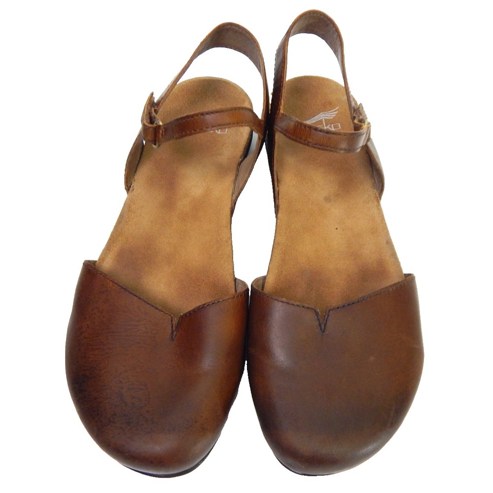 Dansko Shoes Rowan Mary Jane Flats Brown Leather Ankle Strap
